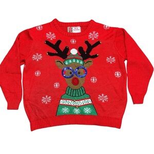 Ugly Christmas Sweater Rudolph Jingle Bells Women’s Size L/XL